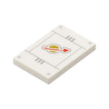 LEGO® Tile 2 x 3 with Gold and Red Classic Space Logo on Panel with Light Bluish Gray Lines and Rivets Pattern 26603pb416 weiss