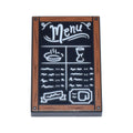 LEGO® Tile 2 x 3 with Blackboard with Dark Orange Frame with Wood Grain and Nails, White 'Menu', Food Items and Scribbles Pattern 26603pb469 schwarz