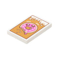 LEGO® Tile 2 x 3 with Dripping Icing, Crumbs, Tan Donut / Doughnut with Bite, Sprinkles, Dark Pink Frosting and Reddish Brown Eyes on Medium Nougat Background Pattern 26603pb473 weiss