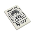 LEGO® Tile 2 x 3 with Black 'WANTED!' and Dark Bluish Gray Minifigure with '604-14' Pattern 26603pb520 weiss