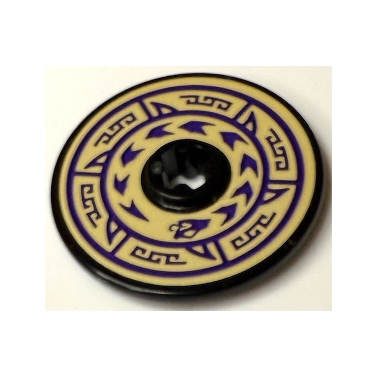 LEGO® Technic, Disk 3 x 3 with Dark Purple Circles, Barbs, Chevrons, Snake Head and Geometric Border on Tan Background Pattern (Sticker) - Set 71736 2723pb105 schwarz