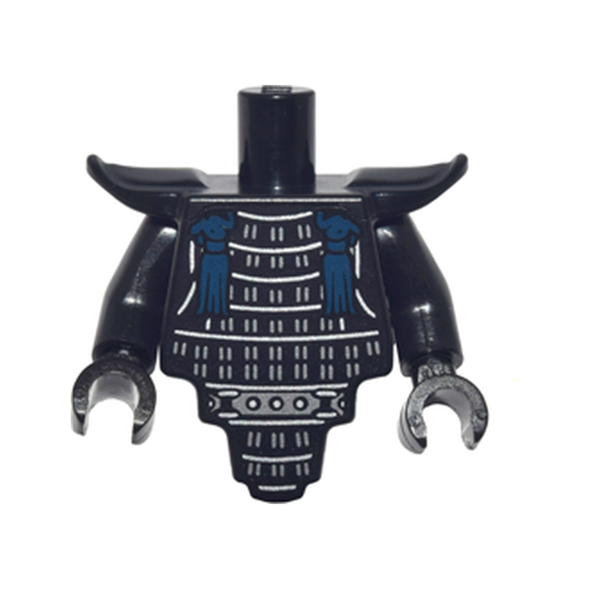 LEGO® Torso, Modified Short with Smooth Armor Breastplate with Shoulder Pads and Silver Armor and Dark Blue Tassels Pattern / Black Arms / Black Hands 28680pb01c01 schwarz