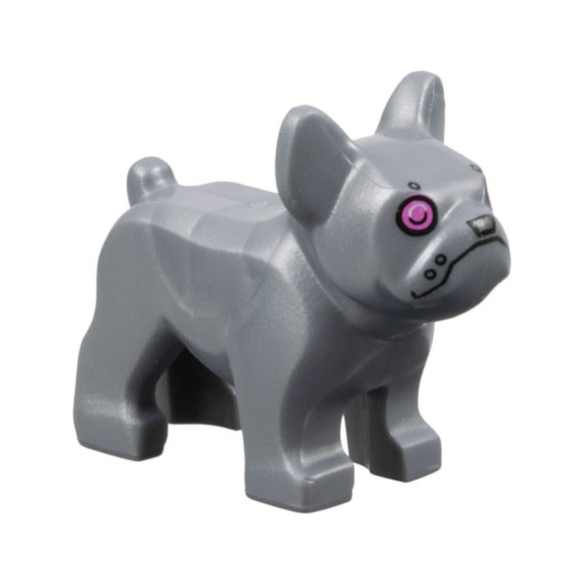 LEGO® Dog, French Bulldog with Dark Pink Eyes, Silver Nose, Robot Pattern 29602pb03 silber