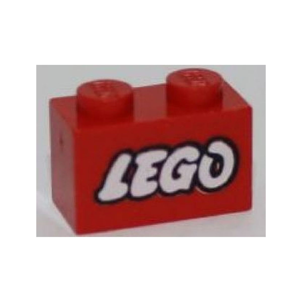 LEGO® Brick 1 x 2 with White LEGO Logo Open O Style with Black Outline Pattern 3004p50 rot
