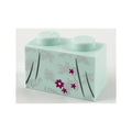 LEGO® Brick 1 x 2 with Silver Flower Filigree, Magenta Flower, Stars and Dark Bluish Gray Dress Gather Lines Pattern 3004pb210 hellaqua