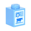 LEGO® Brick 1 x 1 with Blue Cow and Flower on White Background Pattern (Milk Carton) 3005pb016 mittelblau