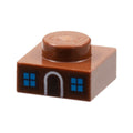 LEGO® Plate 1 x 1 with Medium Azure Window Panes and White Doorframe Pattern (Gingerbread House) 3024pb021 braun