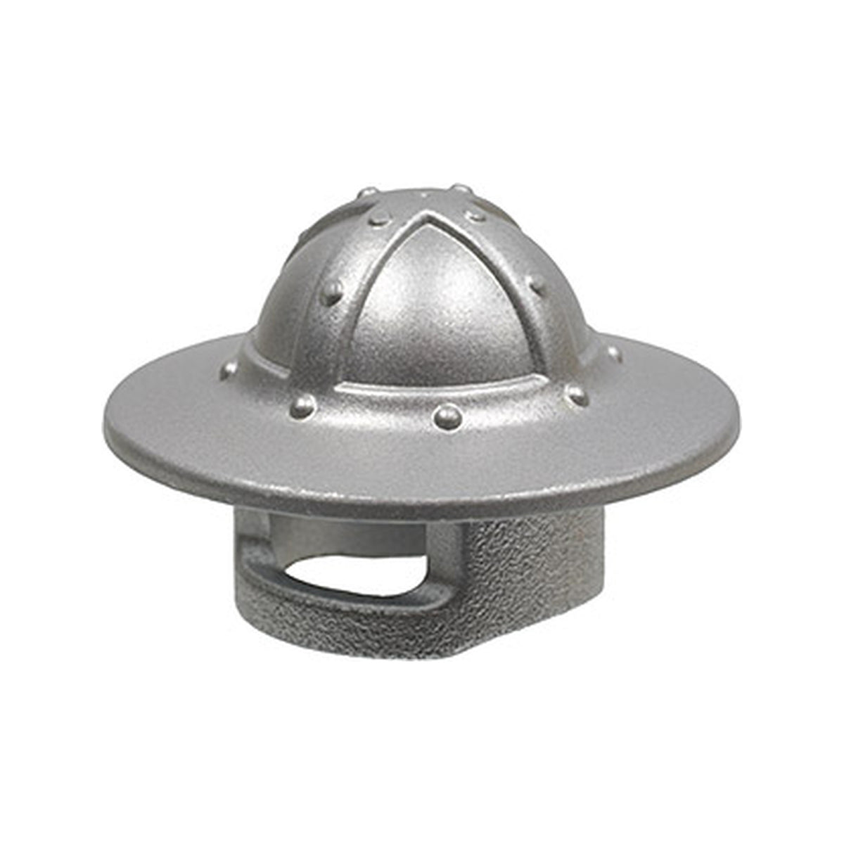 LEGO® Minifigure, Headgear Helmet Castle Kettle Hat with Chin Guard and Broad Brim 30273 metallic-silber