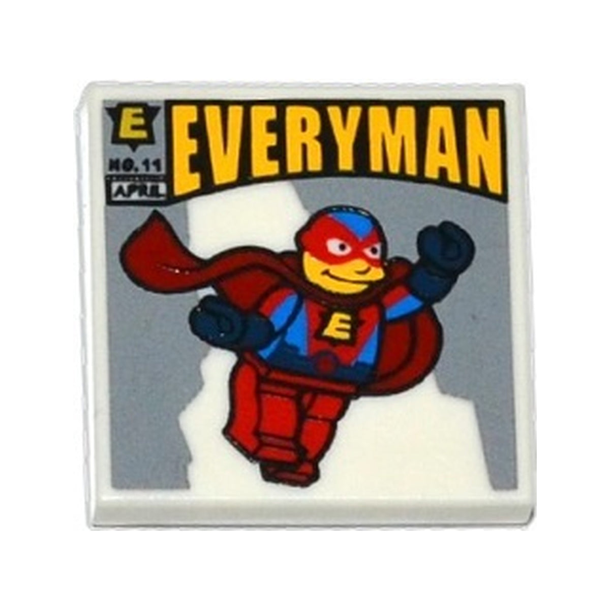 LEGO® Tile 2 x 2 with Simpsons 'EVERYMAN' Comic Book Pattern 3068pb0927 weiss