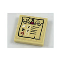 LEGO® Tile 2 x 2 with Erlenmeyer Flask and Leaf, Mushroom and Cherries Healing Potion Recipe Pattern (Sticker) - Set 41187 3068pb1124 beige