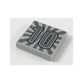LEGO® Tile 2 x 2 with Silver Number '10' and Radiating Beams Pattern 3068pb1321 hellgrau