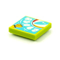 LEGO® Tile 2 x 2 with BeatBit Album Cover - Hand and Beach Ball Pattern 3068pb1583 limette