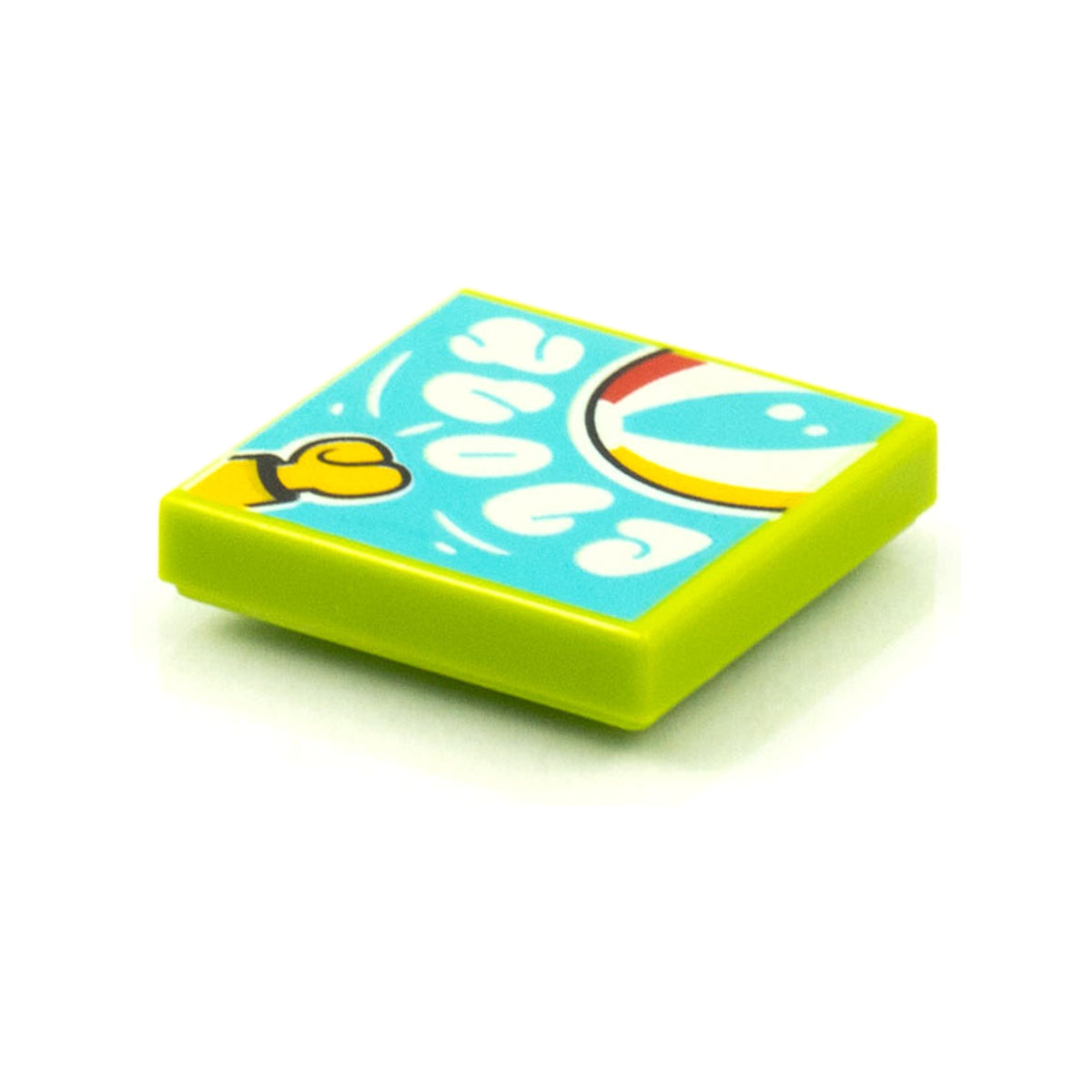 LEGO® Tile 2 x 2 with BeatBit Album Cover - Hand and Beach Ball Pattern 3068pb1583 limette