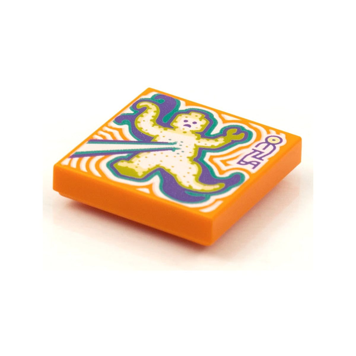 LEGO® Tile 2 x 2 with BeatBit Album Cover - Ghost Zapping Pattern 3068pb1633 orange