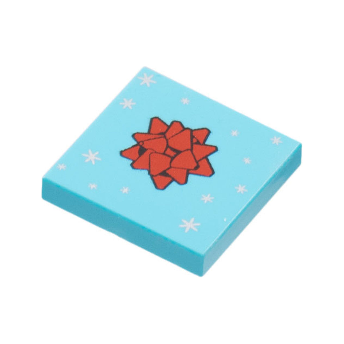 LEGO® Tile 2 x 2 with Red Gift Bow and Silver Stars Pattern 3068pb2044 azurblau