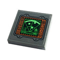LEGO® Tile 2 x 2 with Display Screen with Green Radar and Orange Controls, Circles and Lines on Black Background Pattern (Sticker) - Set 76240 3068pb2132 dunkelgrau