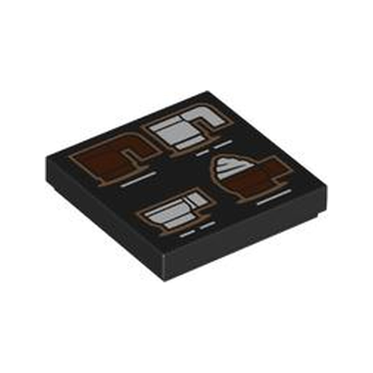 LEGO® Tile 2 x 2 with 4 Reddish Brown and White Coffee Cups Pattern 3068pb2263 schwarz