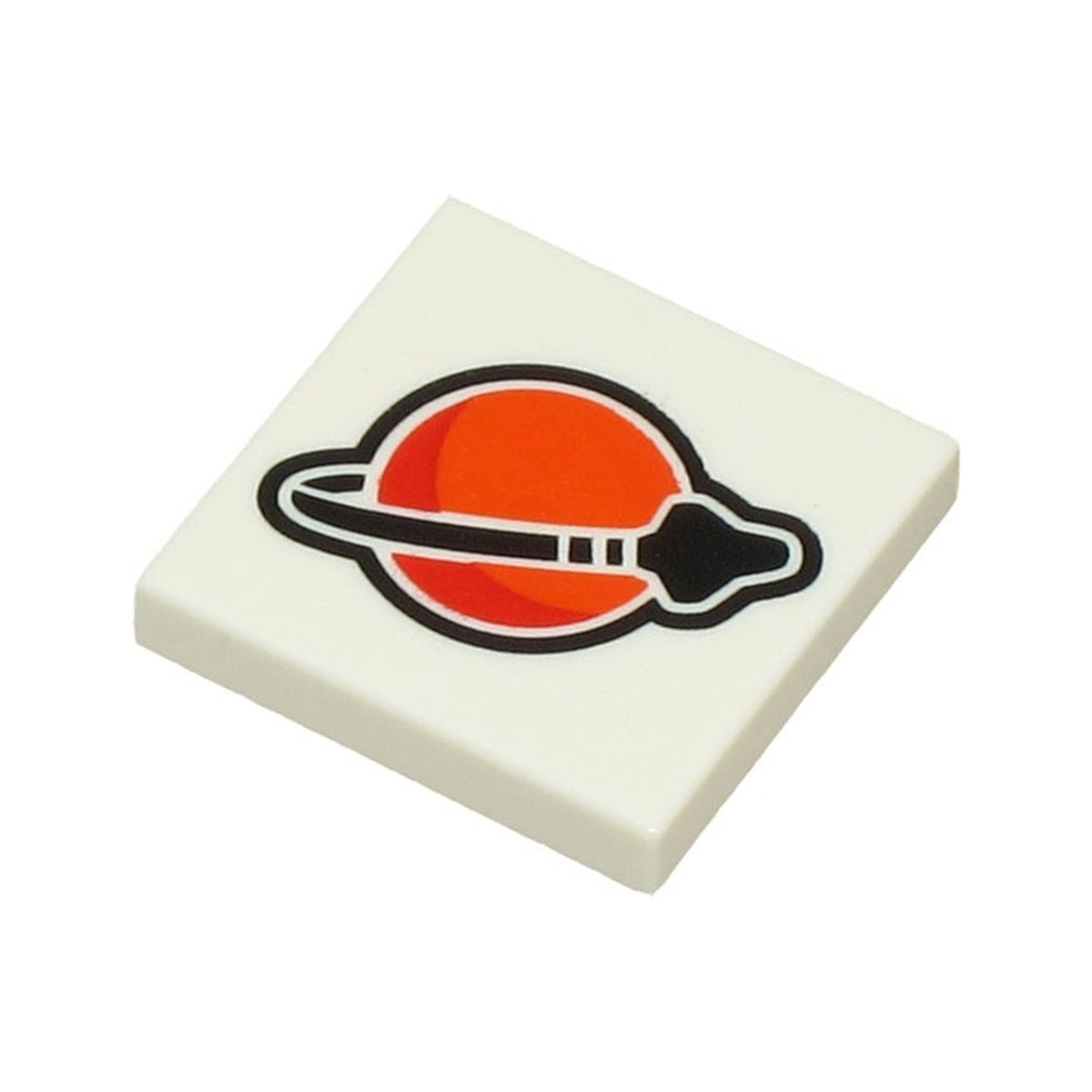 LEGO® Tile 2 x 2 with Reddish Orange, Red and Black Classic Space Logo Pattern 3068pb2339 weiss