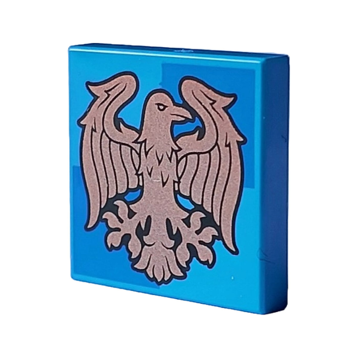 LEGO® Tile 2 x 2 with Copper Ravenclaw Crest on Blue Squares Pattern 3068pb2357 dunkelazur
