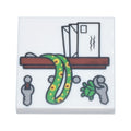 LEGO® Tile 2 x 2 with Reddish Brown Shelf, Letters, Light Bluish Gray Keys, Bright Green Sunflower Lanyard and Beetle Key Chain Pattern 3068pb2559 weiss