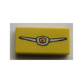 LEGO® Tile 1 x 2 with Metallic Silver and Red Emblem Pattern 3069pb0162 gelb
