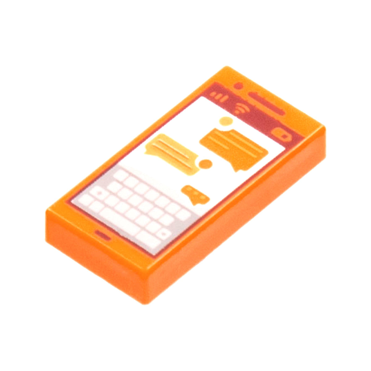 LEGO® Tile 1 x 2 with Cell Phone / Smartphone Screen with Keyboard and Text Messages Pattern 3069pb0864 orange