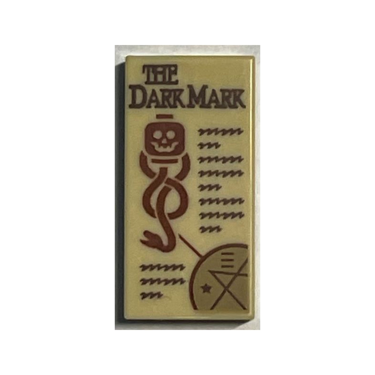 LEGO® Tile 1 x 2 with 'THE DARK MARK', Skeleton Head, Snake and Writing Pattern 3069pb1016 beige
