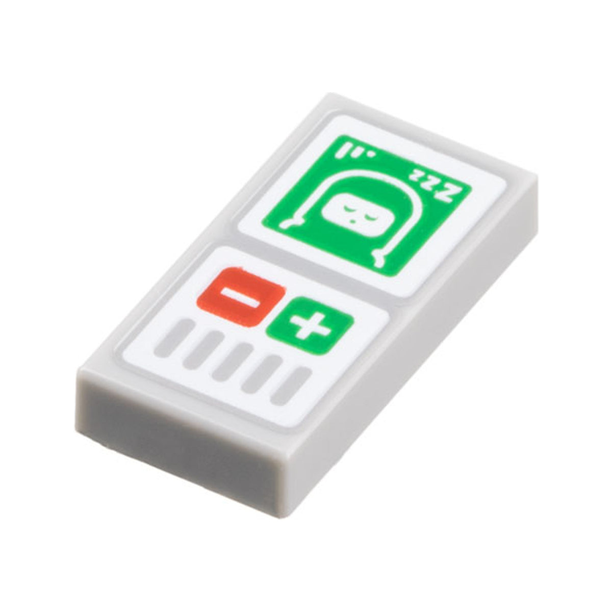 LEGO® Tile 1 x 2 with Minifigure Space Baby Monitor with Plus and Minus Sign Pattern 3069pb1128 hellgrau