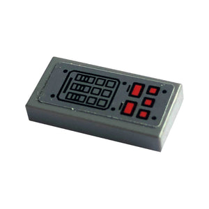 LEGO® Tile 1 x 2 with Control Panel with Keypad and Red Buttons Pattern (Sticker) - Set 76240 3069pb1130
