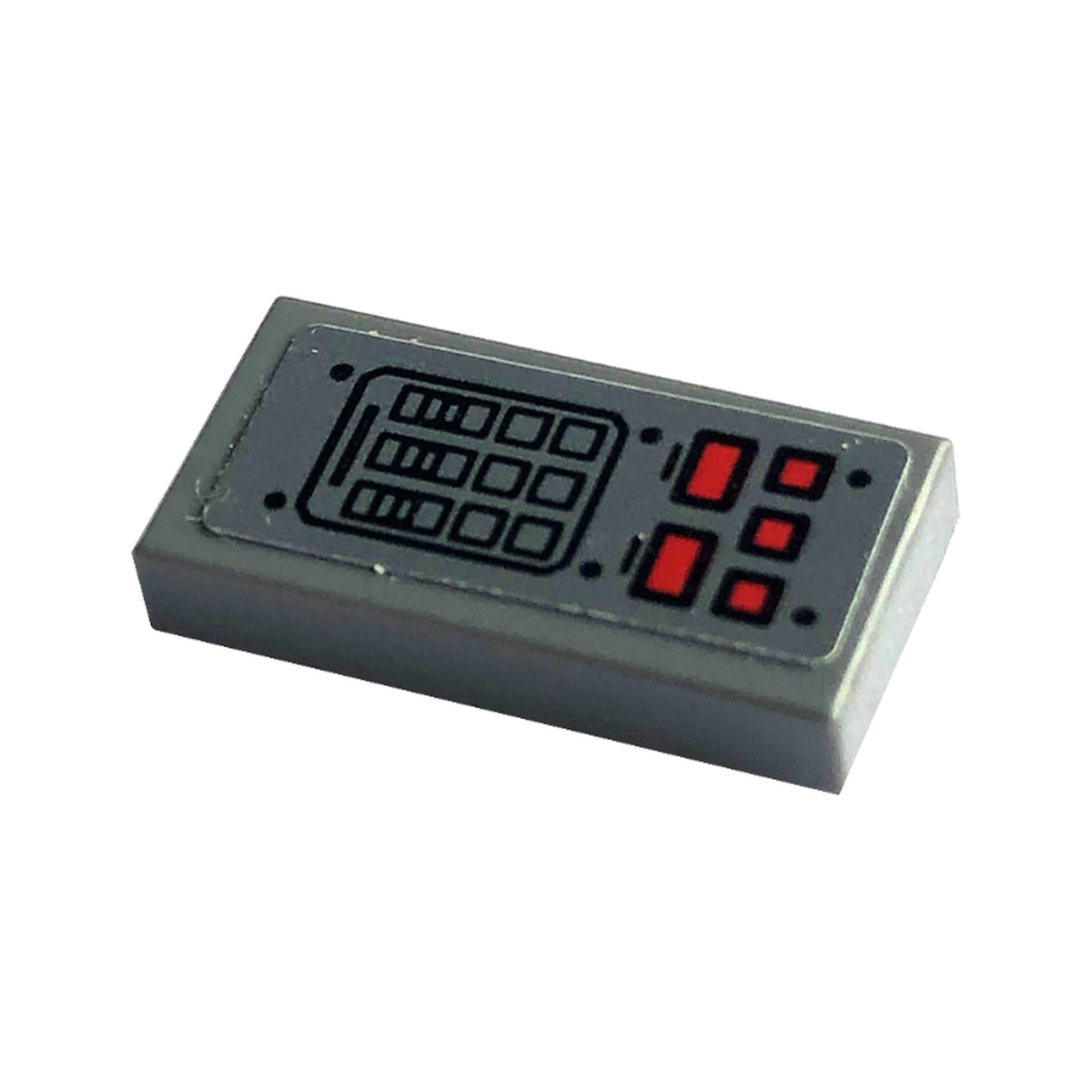 LEGO® Tile 1 x 2 with Control Panel with Keypad and Red Buttons Pattern (Sticker) - Set 76240 3069pb1130 dunkelgrau