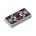 LEGO® Tile 1 x 2 with Red and Light Bluish Gray Controls, Stripes and Rectangles on Black Panel Pattern 3069pb1239 hellgrau