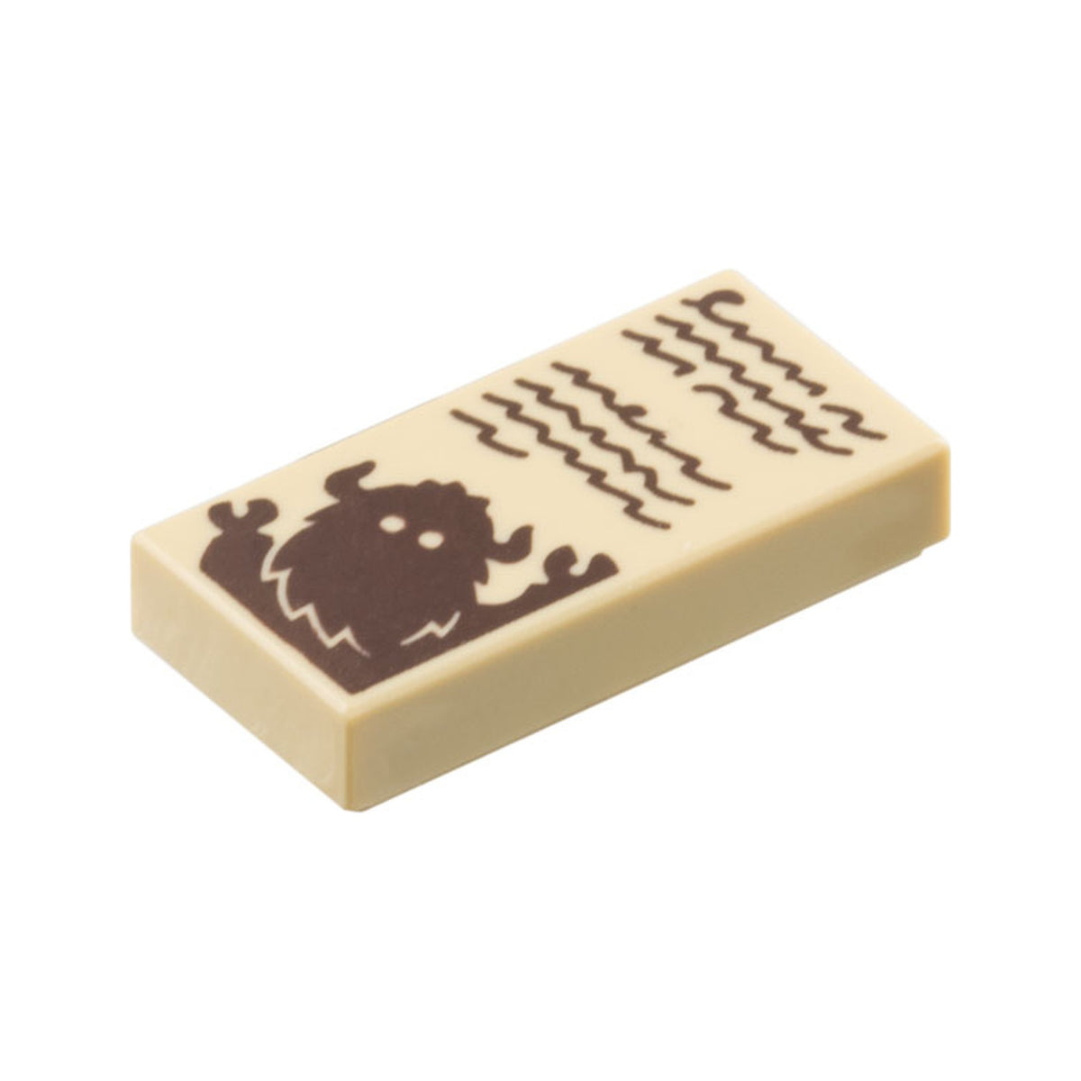 LEGO® Tile 1 x 2 with Dark Brown Book Text Scribbles and Bogeyman Pattern 3069pb1312 beige