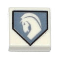 LEGO® Tile 1 x 1 with White Horse Head on Sand Blue Pentagonal Shield Pattern 3070pb092 weiss