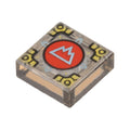 LEGO® Tile 1 x 1 with Metallic Light Blue Mountain on Red Circle (Symbol of Arborea) and Gold Corners Pattern (Dungeons & Dragons Cubic Gate) 3070pb366 transparent braun