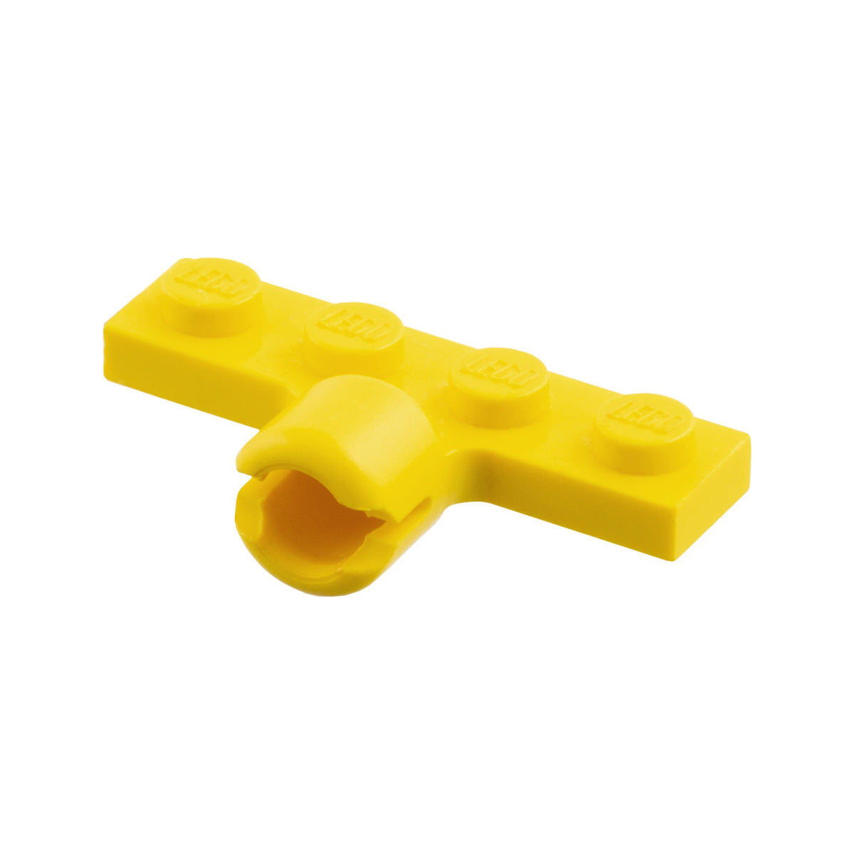 LEGO® Plate, Modified 1 x 4 with Tow Ball Socket, Long, 2 Slots (8mm Socket Length) 3183a gelb