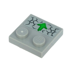 LEGO® Tile, Modified 2 x 2 with Studs on Edge with Cracks and Green Arrow Pointing Away from Studs Pattern (Sticker) - Sets 71717 / 71719 / 71721 / 71722 33909pb004
