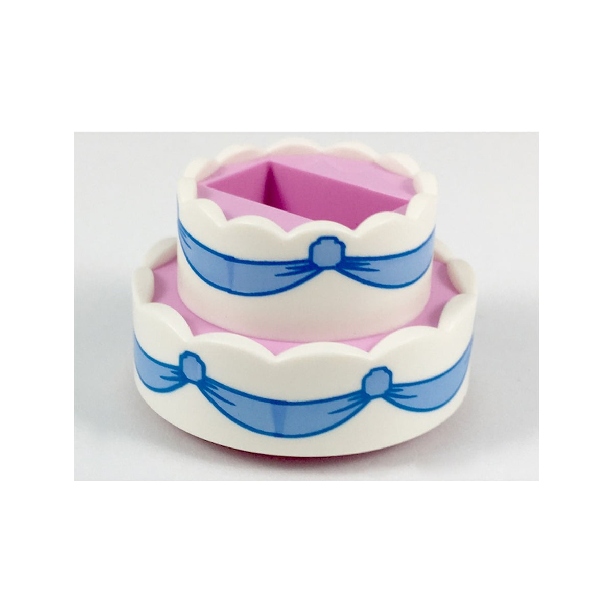 LEGO® Cake, Double Layer with White Icing and Bright Light Blue Ribbons Pattern 35860pb01 hellrosa