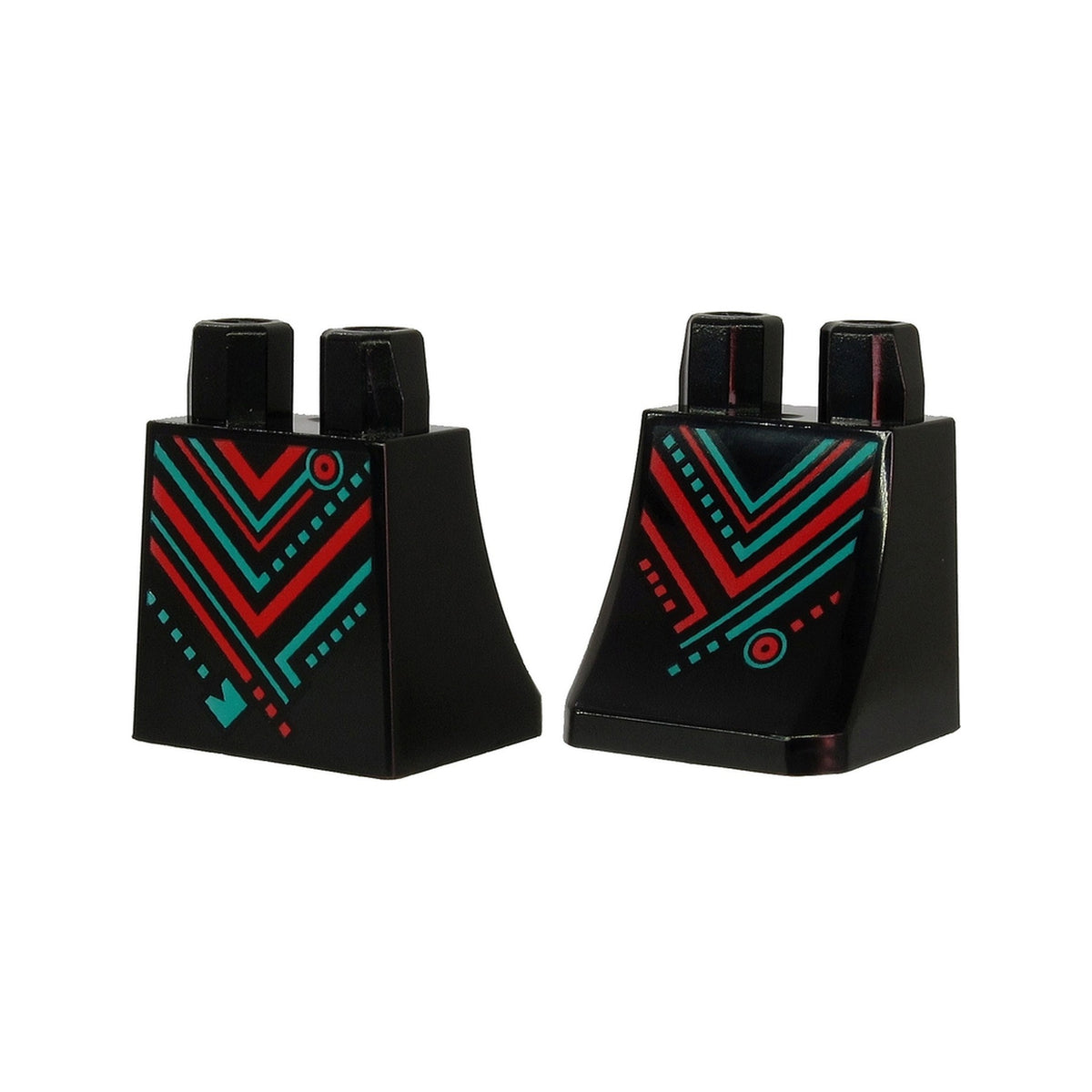 LEGO® Lower Body, Skirt with Dark Turquoise and Red Stripes, Rectangles and Circles Pattern 36036pb016 schwarz