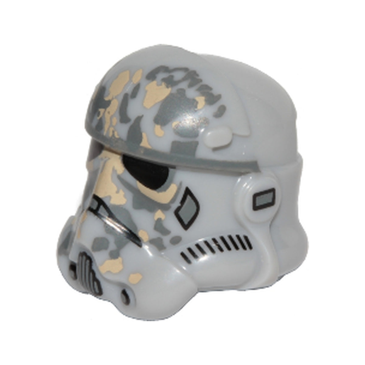 LEGO® Minifigure, Headgear Helmet SW Stormtrooper, Raised Forehead Type 2, Tan and Dark Bluish Gray Dirt Stains Pattern 36039pb01 hellgrau