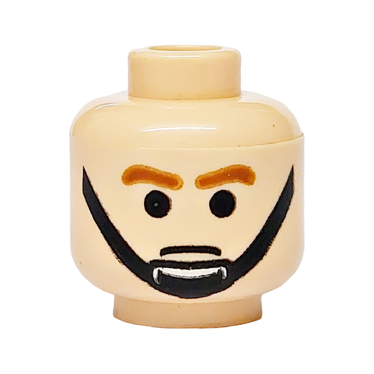 LEGO® Minifigure, Head Male Brown Eyebrows and Black Chin Strap Pattern 3626pb0074 hellnougat
