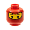 LEGO® Minifigure, Head Balaclava over Yellow Face with Brown Eyebrows, White Spots in Eyes Pattern 3626pb0177 rot