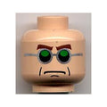 LEGO® Minifigure, Head Glasses, Green and Silver, Brown Arched Eyebrows, Frown Pattern (Dr. Octopus) 3626pb0199 hellnougat