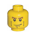 LEGO® Minifigure, Head Reddish Brown Thick Eyebrows, Black Cheek Lines and Chin Dimple, Smirk Pattern 3626pb0204 gelb