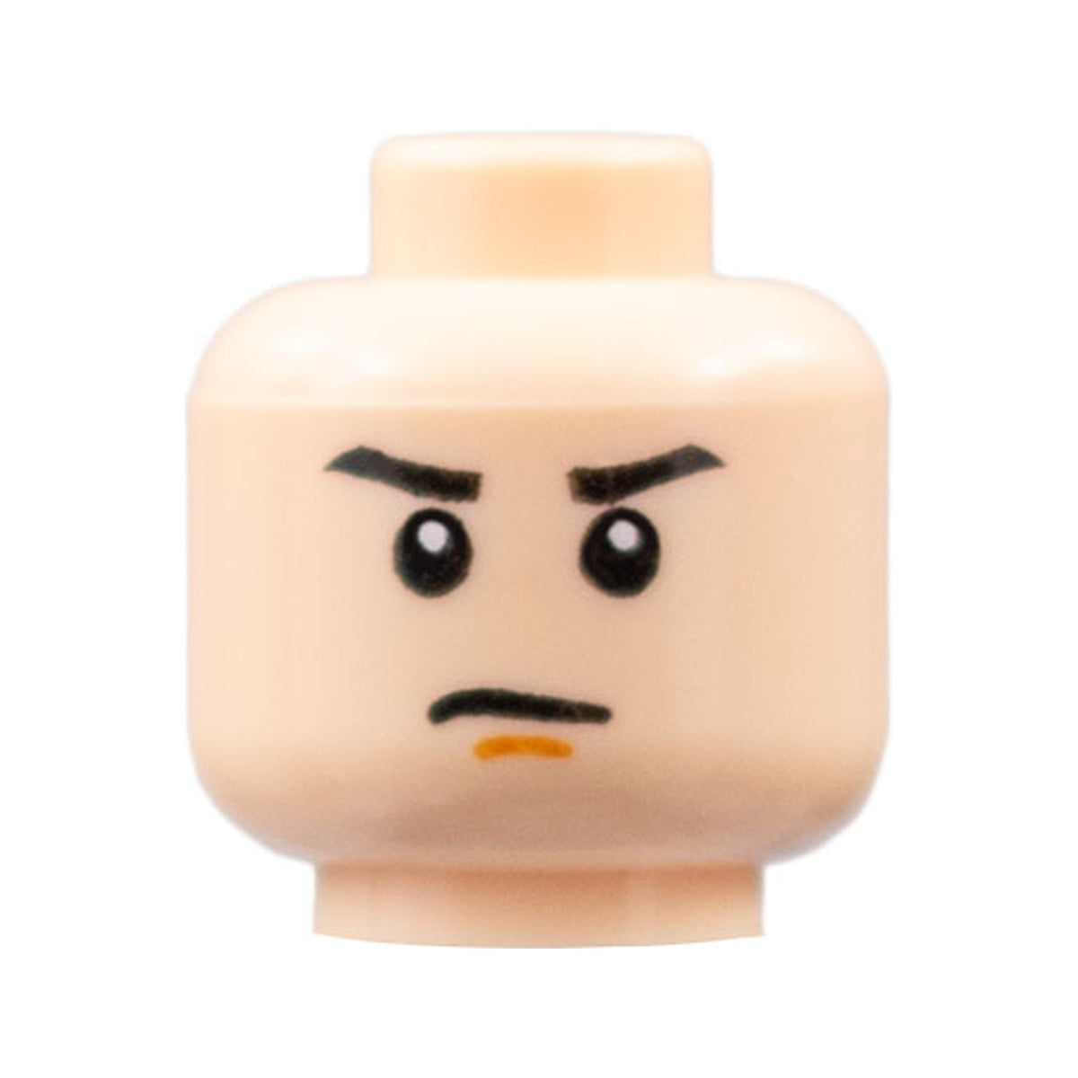 LEGO® Minifigure, Head Black Eyebrows, Dark Orange Chin Dimple, Stern Pattern 3626pb0402 hellnougat