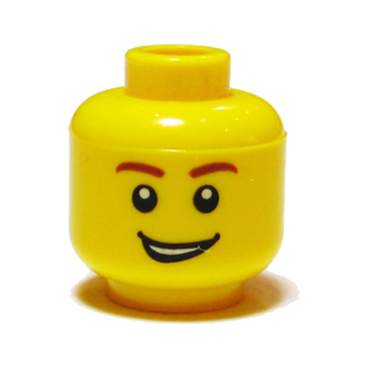LEGO® Minifigure, Head Male Reddish Brown Eyebrows, Open Lopsided Grin with Teeth, White Pupils Pattern 3626pb0405 gelb