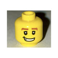LEGO® Minifigure, Head Male Thick Reddish Brown Eyebrows, White Pupils and Lopsided Grin with Teeth Pattern 3626pb0510 gelb