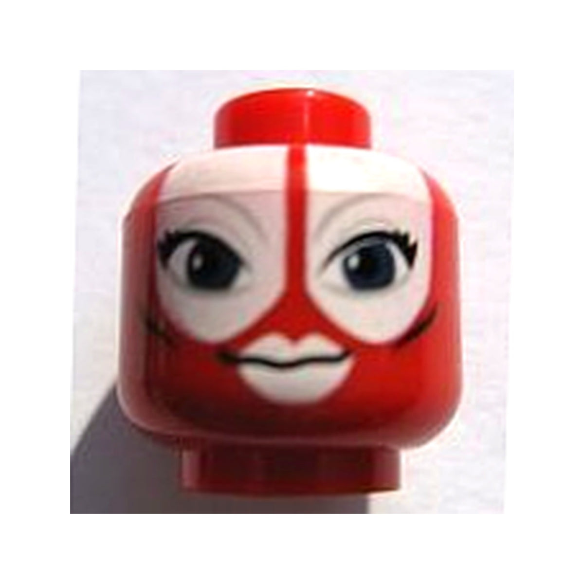 LEGO® Minifigure, Head Alien SW Togruta Female with Light Bluish Gray Eyebrows, Black Eyelashes and Cheek Lines, Large Dark Blue Eyes, White Lips and Face Paint, Grin Pattern 3626pb0553 rot