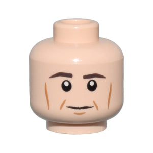 LEGO® Minifigure, Head Dark Brown Eyebrows, Medium Nougat Cheek Lines, Dimples and Chin Dimple, Neutral Pattern 3626pb0563