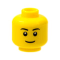 LEGO® Minifigure, Head Black Eyebrows, Thin Grin, Black Eyes with White Pupils Pattern 3626pb0628 gelb