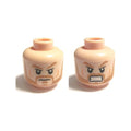 LEGO® Minifigure, Head Dual Sided Medium Nougat Eyebrows and Beard, Frown / Angry with Bared Teeth Pattern 3626pb0708 hellnougat